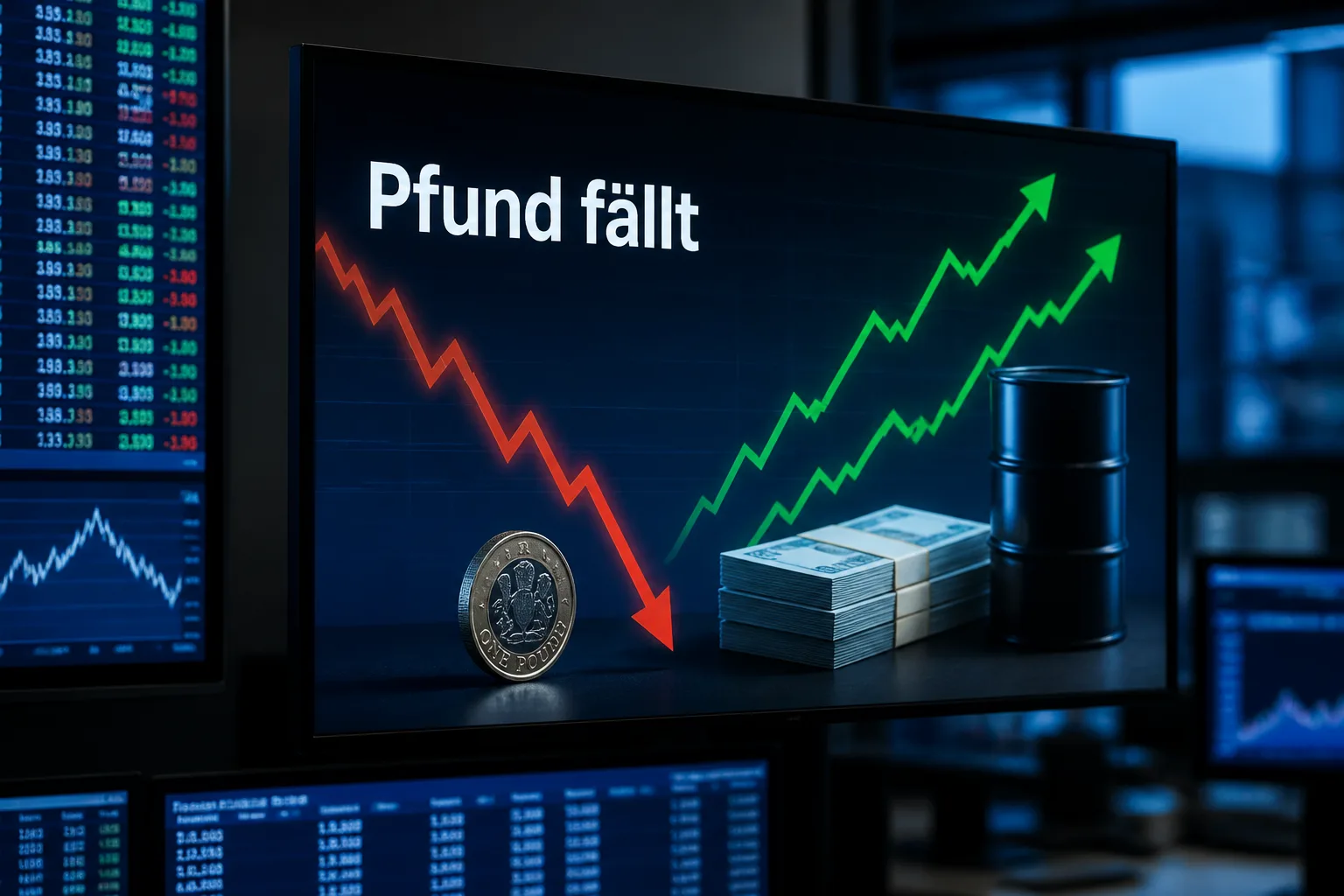 Symbolbild: Pfund fällt, während Dollar und Öl steigen