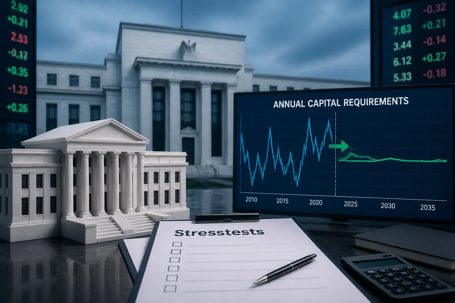 Symbolbild: Fed ändert Stresstests und glättet Kapitalanforderungen für große Banken